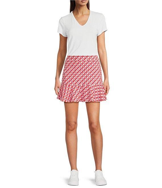 J.McLaughlin Geometric Print Catalina Cloth Knit Ruffled Hem Pull-On Skort Product Image