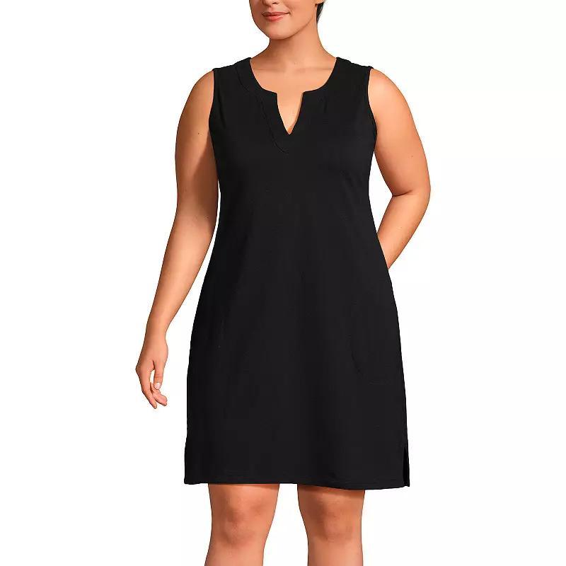 Plus Size Lands End Splitneck Swim Cover-Up Dress, Womens Product Image