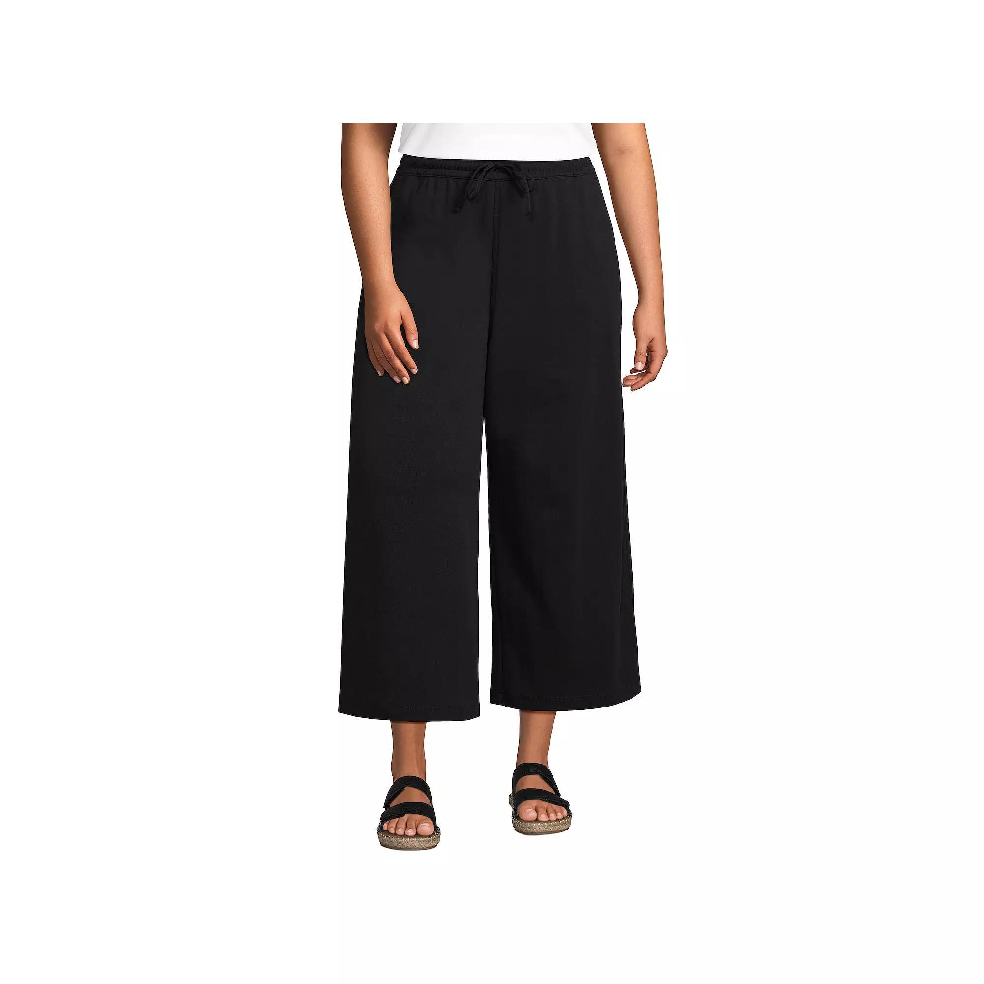 Plus Size Lands' End Sport Knit Wide-Leg Crop Pants, Women's, Size: 3XL, White Product Image