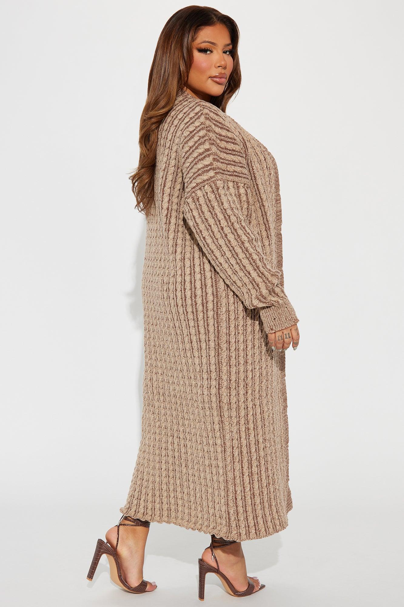 Street Chic Washed Long Cardigan - Mocha/combo Product Image