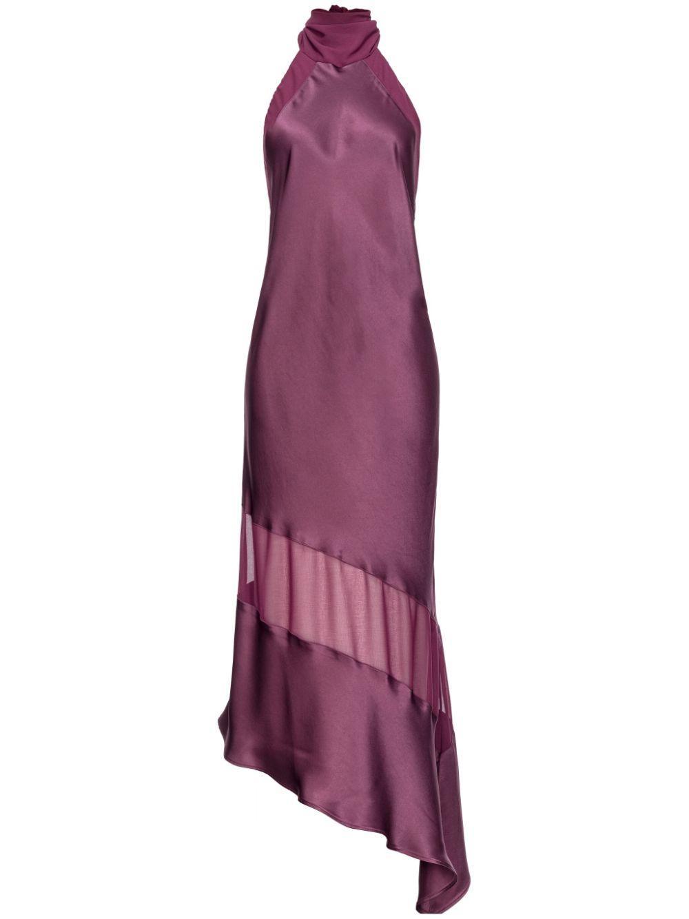 sheer-panel satin halterneck dress Product Image