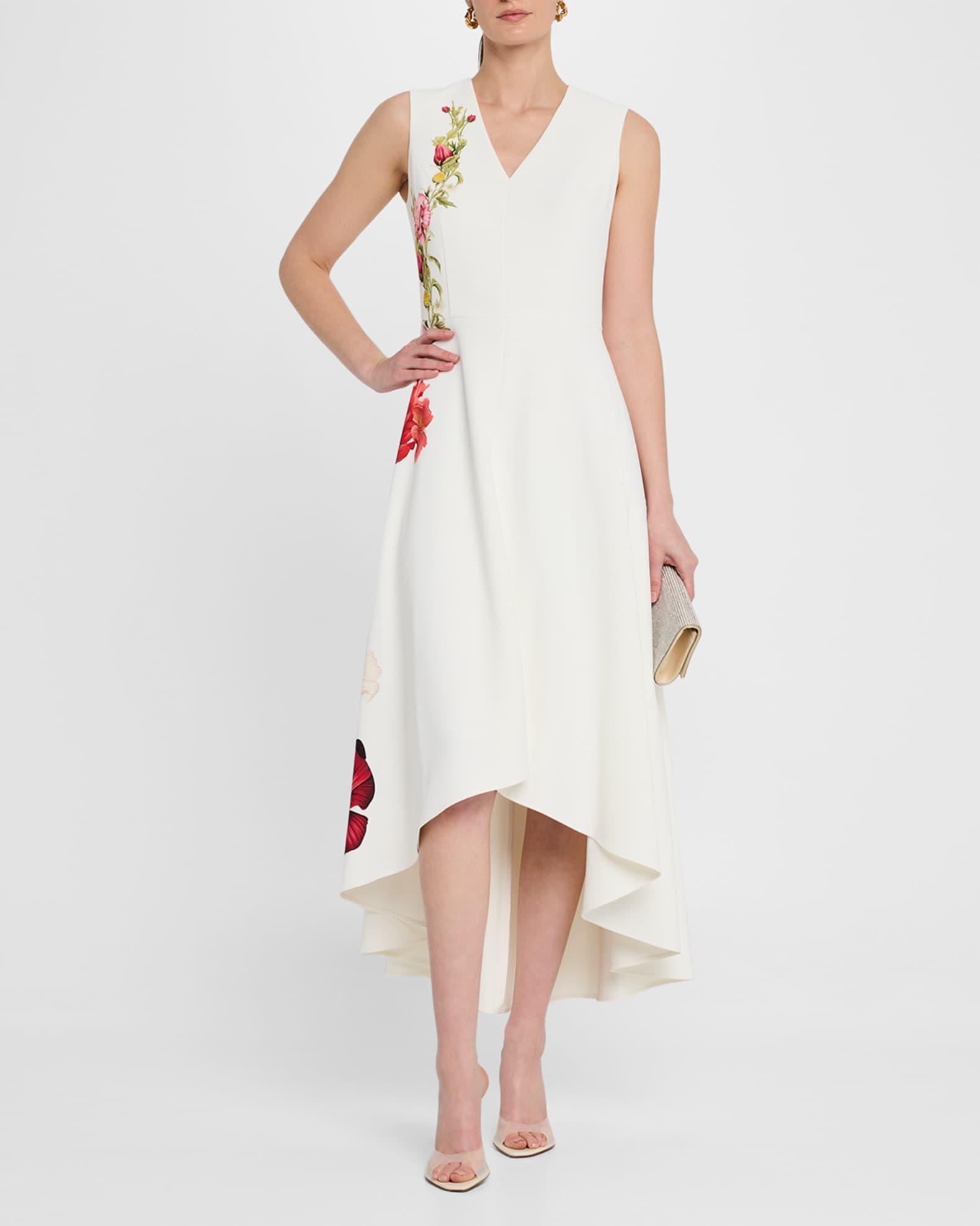 Sleeveless High-Low Crepe Maxi Dress Product Image