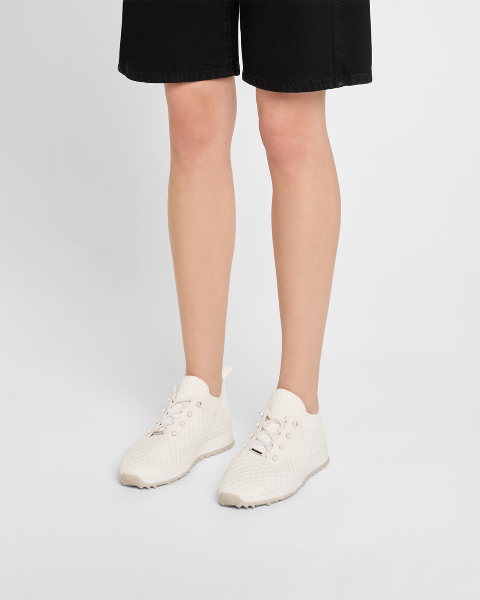 Veles Cotton Knit Pearly Stud Sneakers Product Image