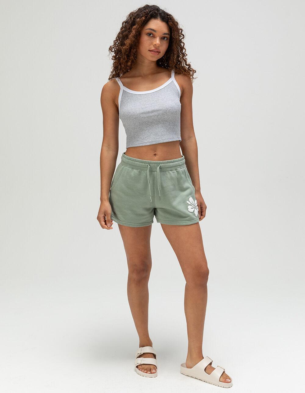 RIOT SOCIETY Hibiscus Womens Fleece Shorts - SAGE Product Image