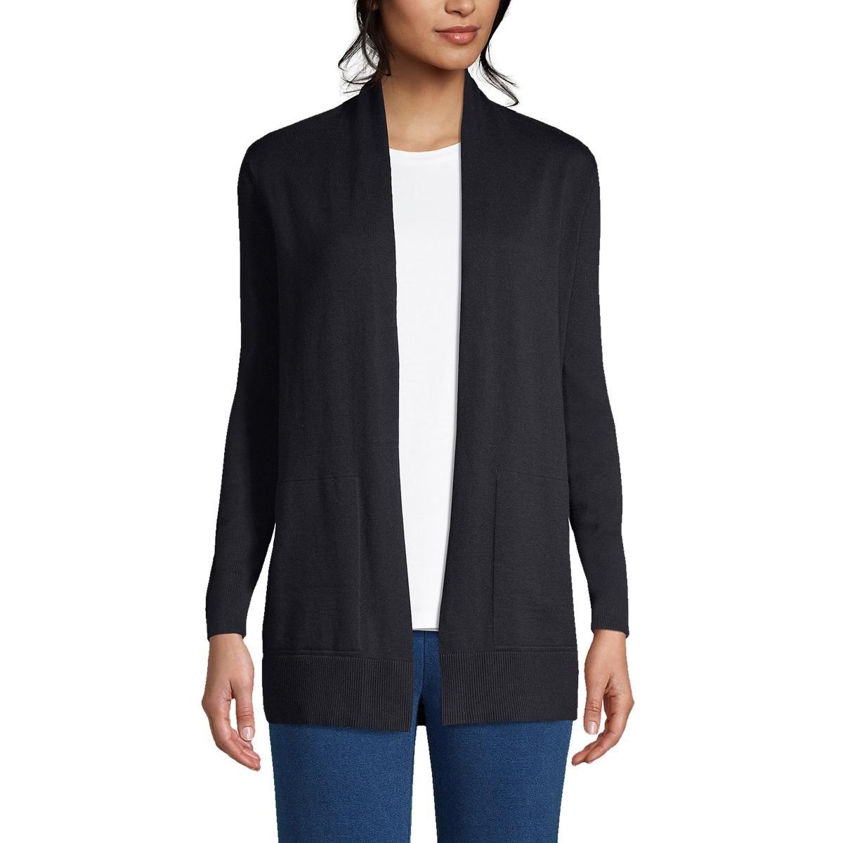 Women's Lands' End Open-Front Long Cardigan Sweater, Size: Medium, Radiant Blue Product Image