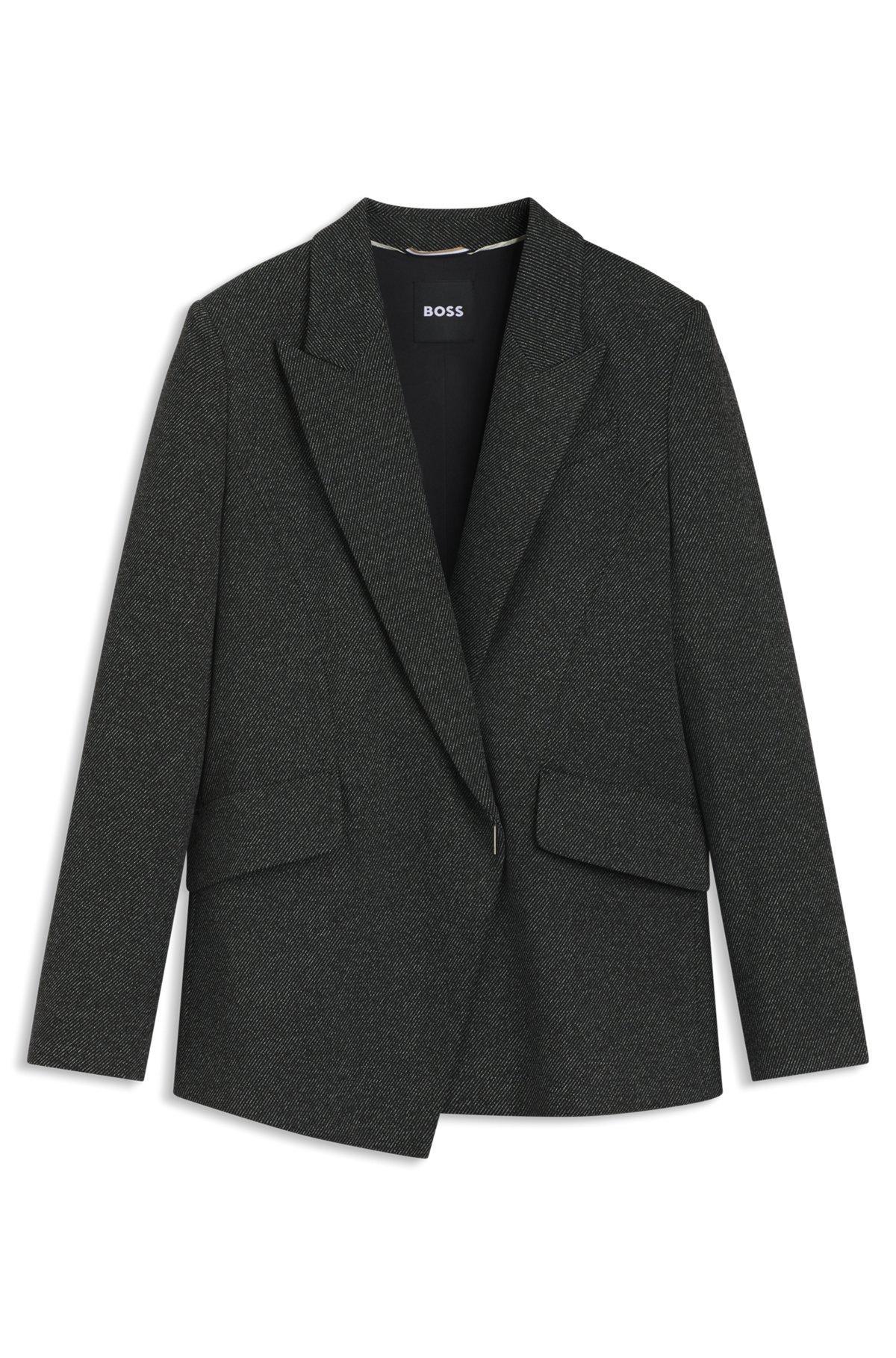 BOSS - Regular-fit blazer with concealed closure - Patterned Product Image