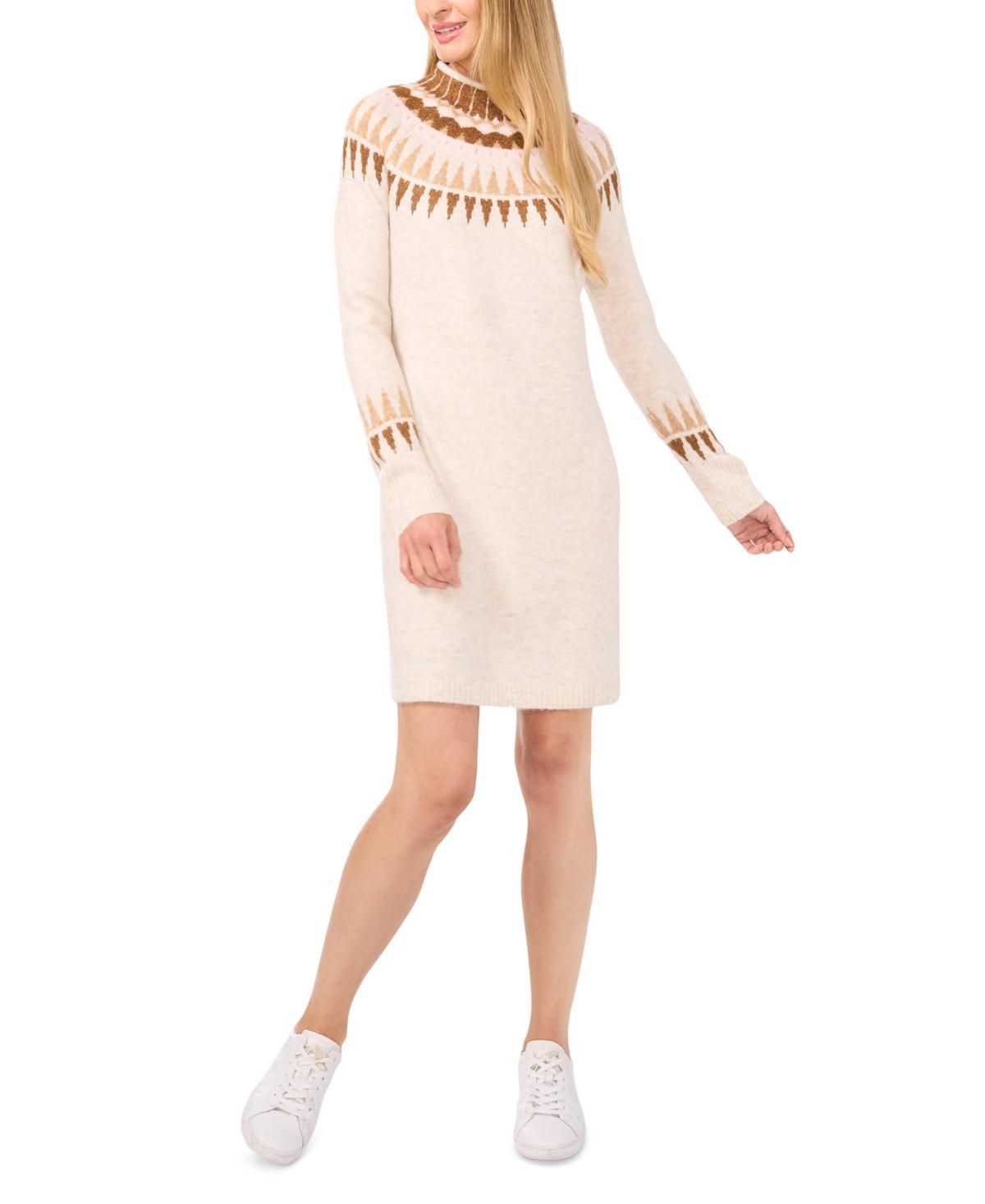 CeCe Womens Fair Isle Long-Sleeve Sweater Dress Product Image