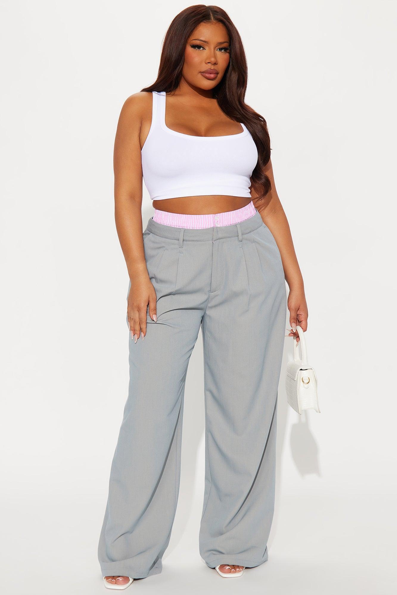 Are You Ready Double Waistband Wide Leg Trouser - Heather Grey Product Image