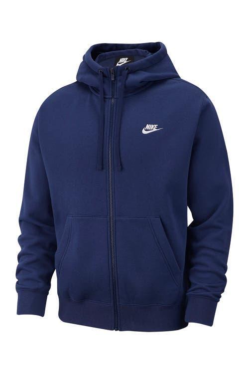 Mens Nike Sportswear Club Fleece Full-Zip Hoodie Black Navy White Product Image