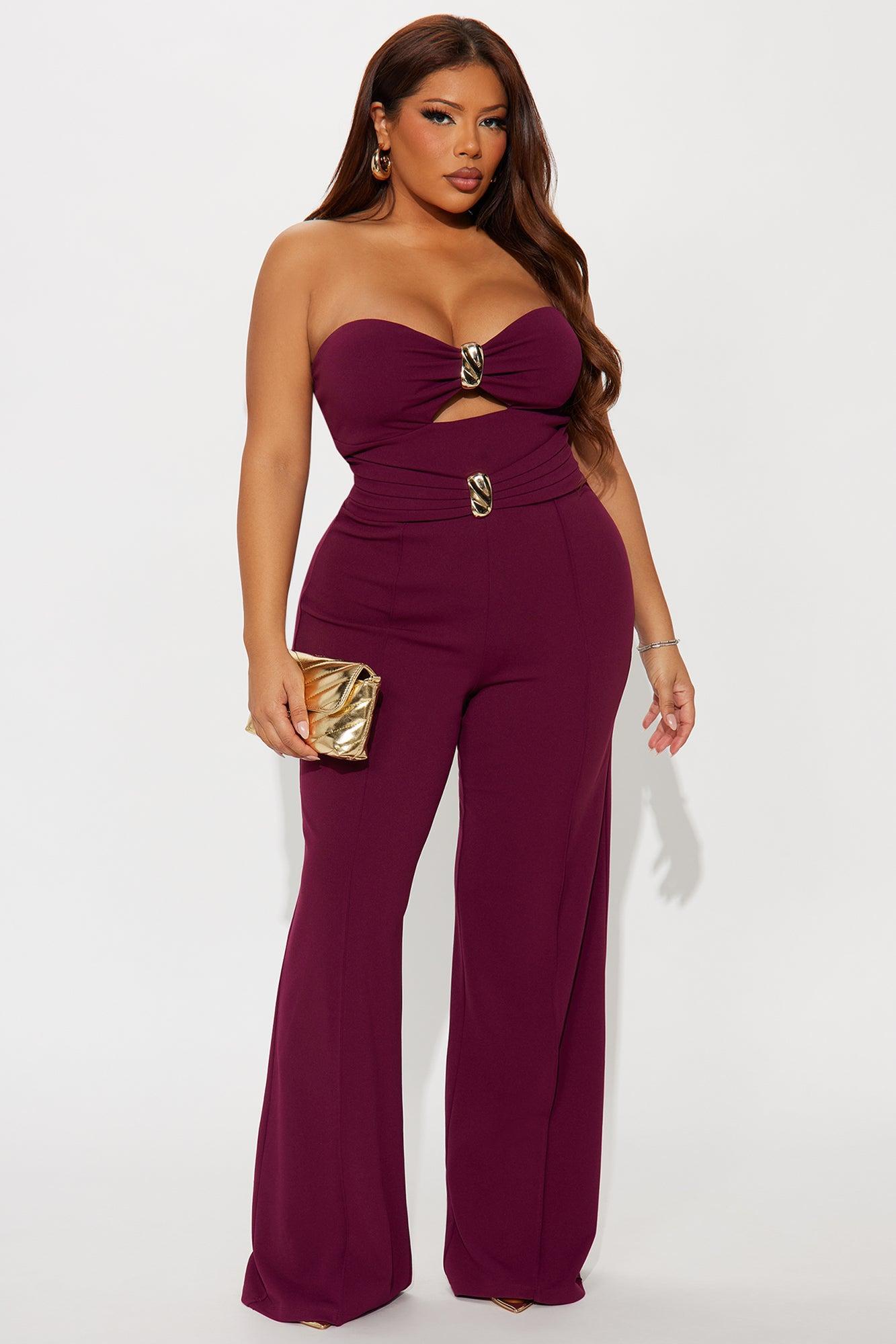 Luxe After Dark Jumpsuit - Wine Female Product Image