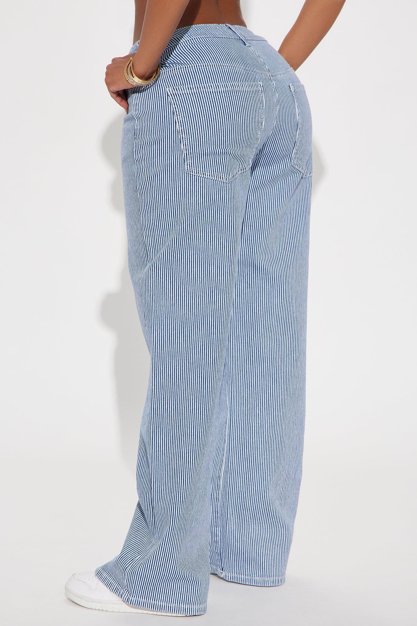 Jayleen Striped Baggy Jeans - Medium Wash Product Image