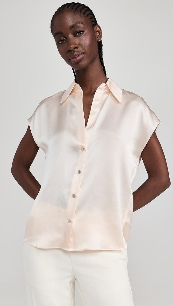 Vince Cap Sleeve Ruched Back Blouse | Shopbop Product Image