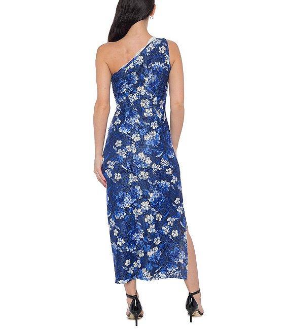 Marina One Shoulder Floral Lace Dress Product Image