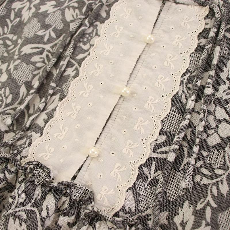 Bow Embroidered Lace Trim Midi Jumper Dress Product Image
