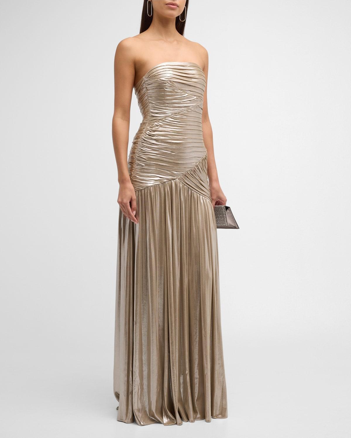 Josie Strapless Lam Slit Gown Product Image