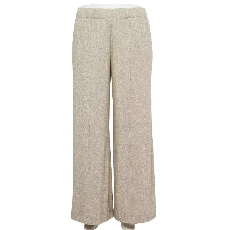 Plus Size LC Lauren Conrad Super High Rise Pintuck Knit Pants, Womens Brown Sparkle Product Image