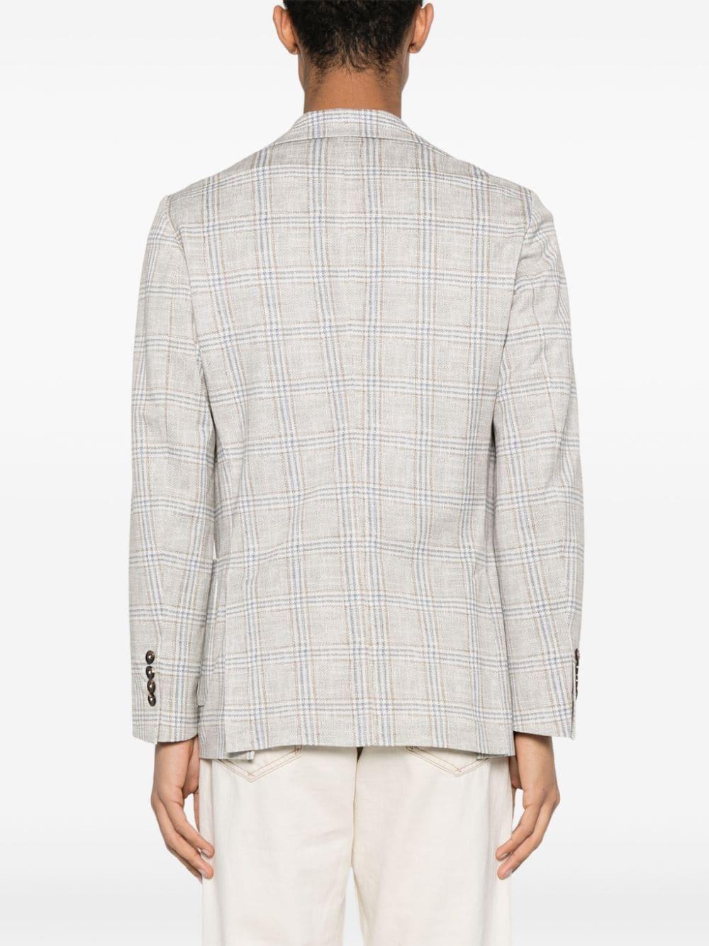 Circolo 4-way stretch Blue Checked Beige Blazer Product Image
