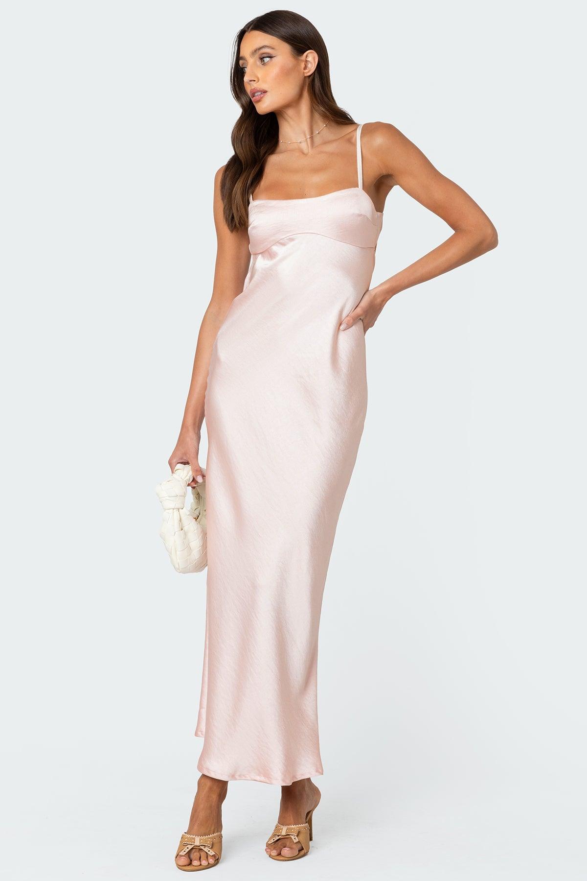 Vienna Open Back Satin Effect Maxi Dress Product Image