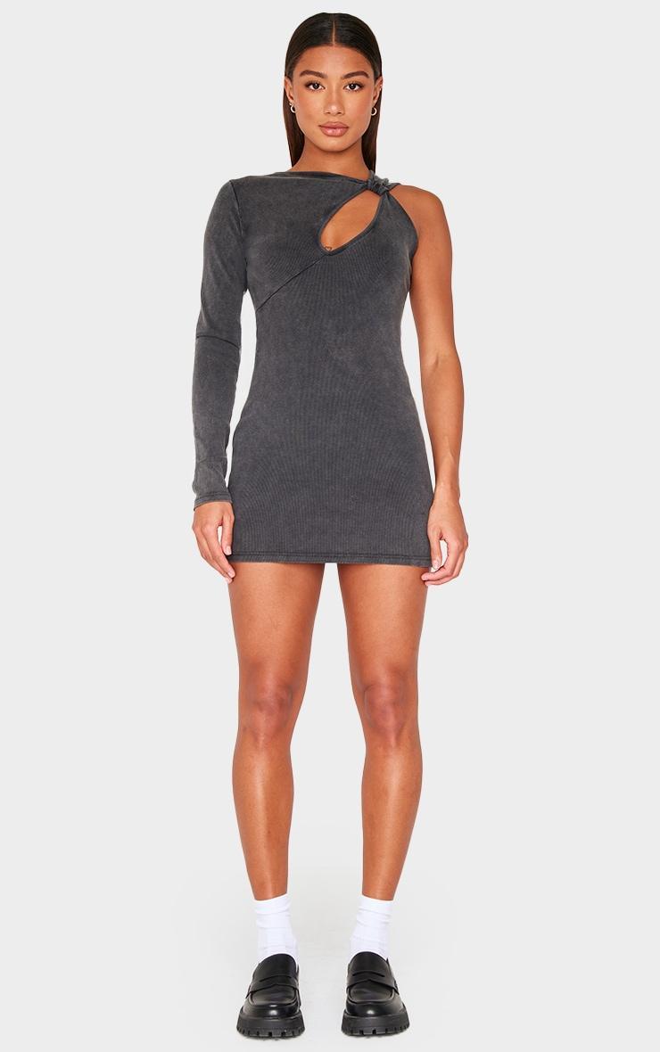 Charcoal Grey One Shoulder Maxi Dress Product Image