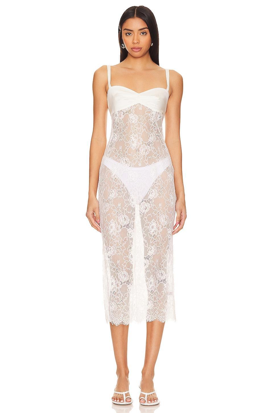 Womens Floral Lace Midi-Dress Product Image