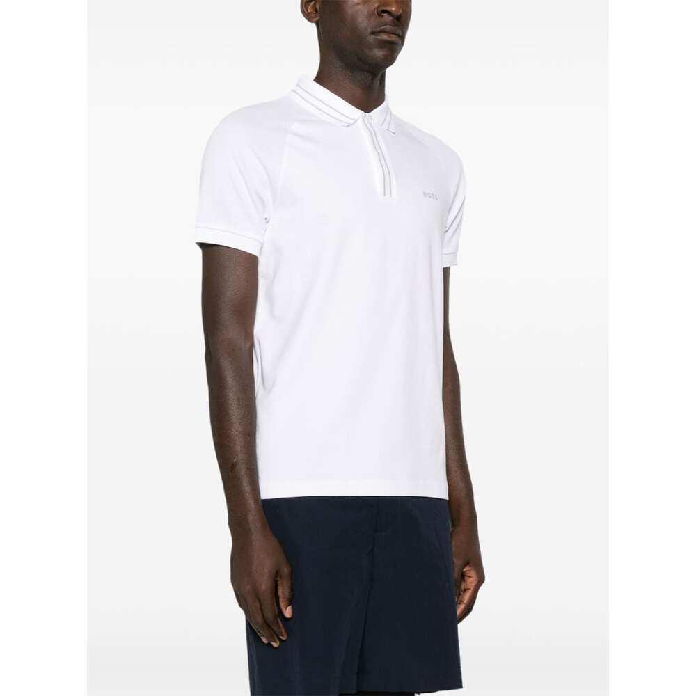 HUGO BOSS Logo-print Cotton Polo Shirt In White Product Image