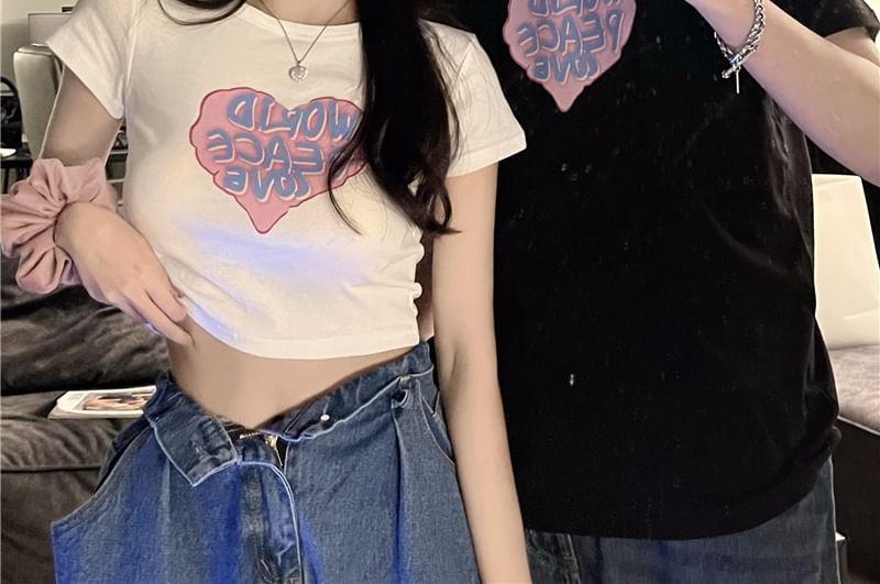 Couple Matching Short-Sleeve Crew Neck Lettering T-Shirt (Various Designs) Product Image