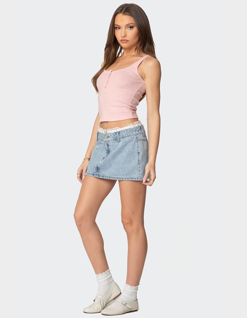 EDIKTED Tiana Henley Tank Top - PINK Product Image