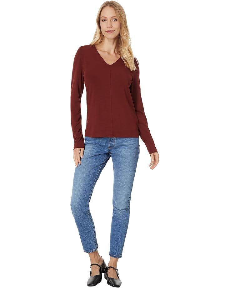 Women's Eileen Fisher V-Neck Top With Long Sleeve Product Image