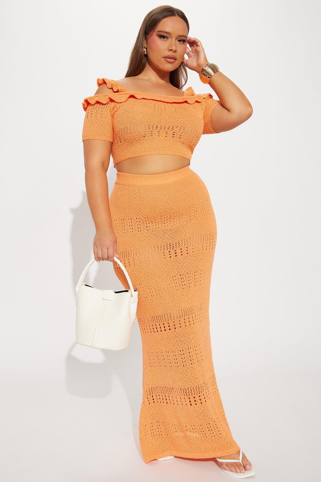 Cindy Crochet Maxi Skirt Set - Orange Product Image