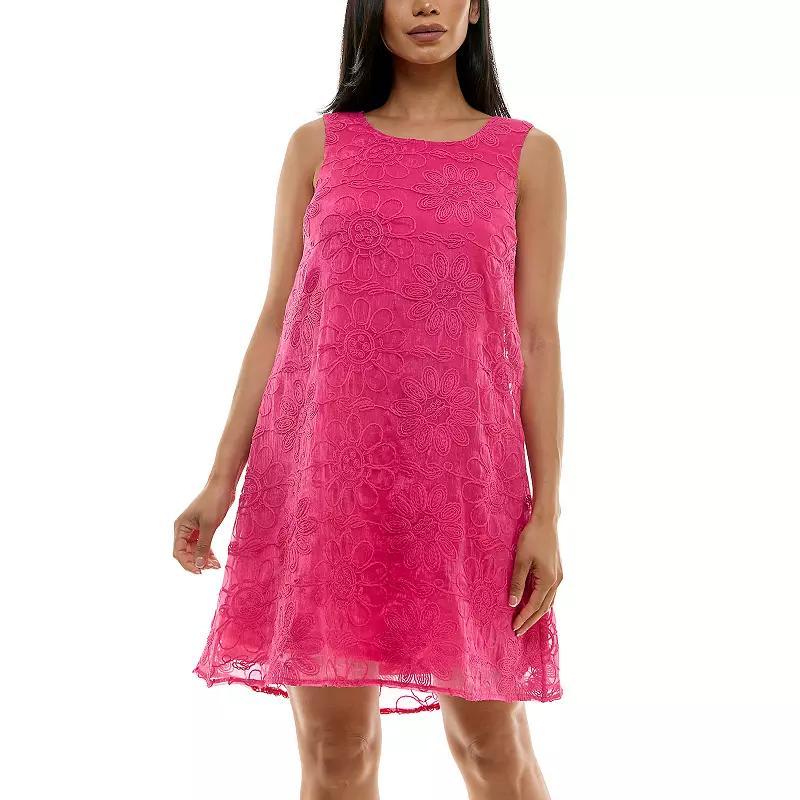 Women's Nina Leonard Floral Embroidered Sleeveless Float Dress, Size: XL, Ivory Product Image
