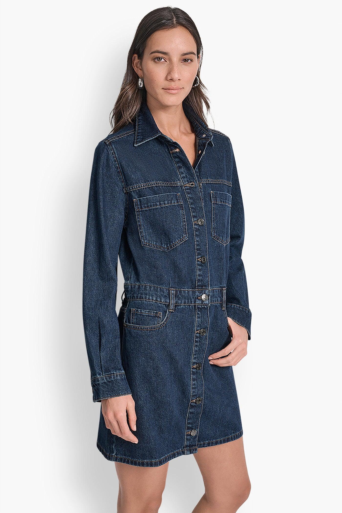 DENIM MINI SHIRT DRESS Product Image