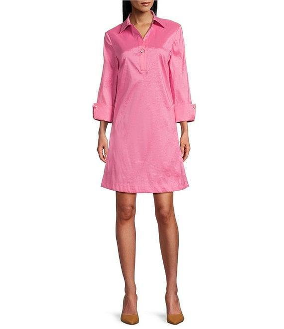 Preston & York Thea Taffeta 3/4 Sleeve Point Collar Dress Product Image