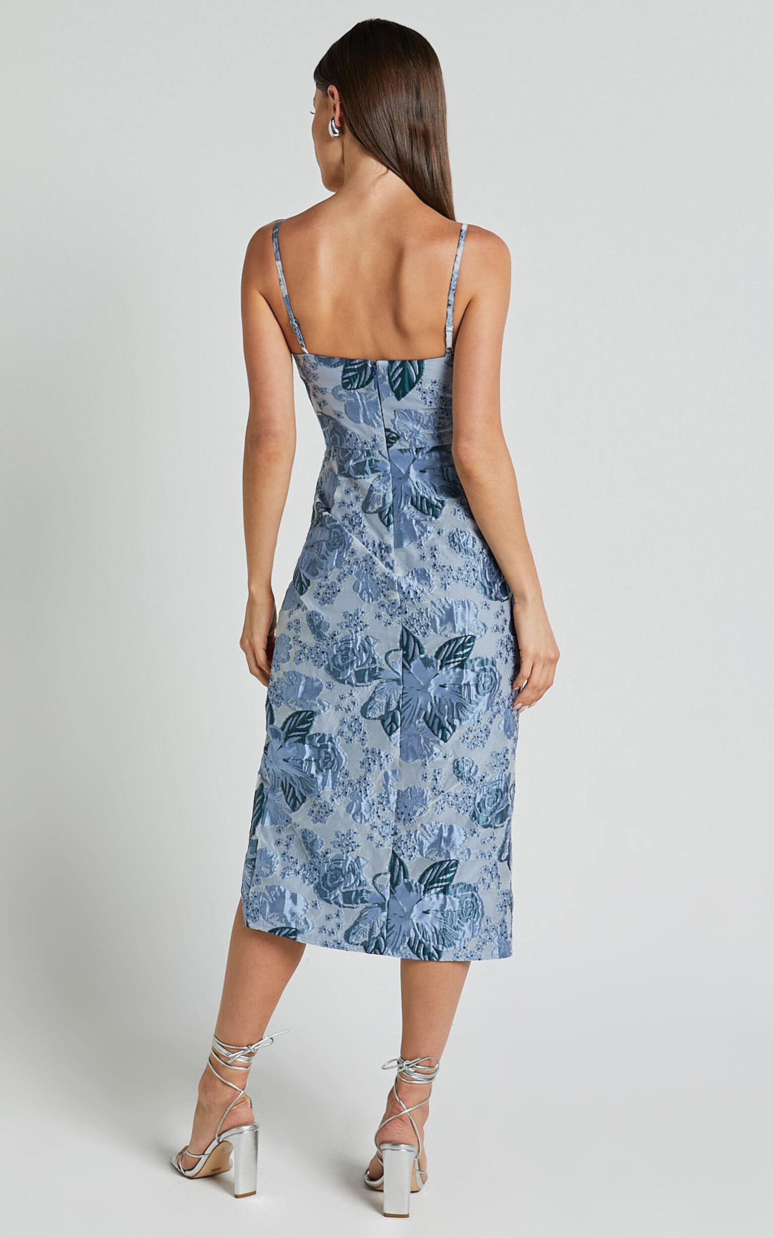 Alvera Midi Dress - Bustier Brailey Jacquard Midi Dress in Light Blue Product Image