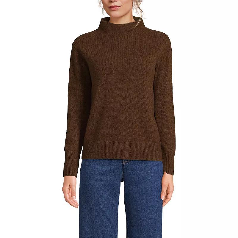 Women's Lands' End Cashmere Funnel Neck Sweater, Size: Small, Black Product Image