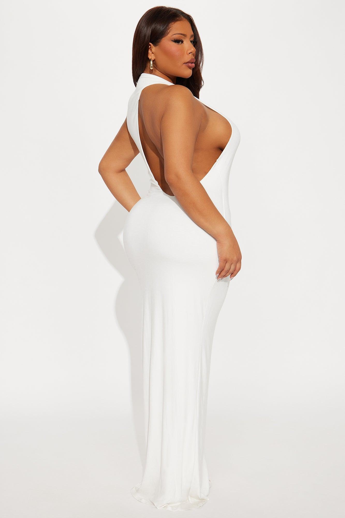 Melodie Double Lined Cut Out Maxi Dress - White Product Image