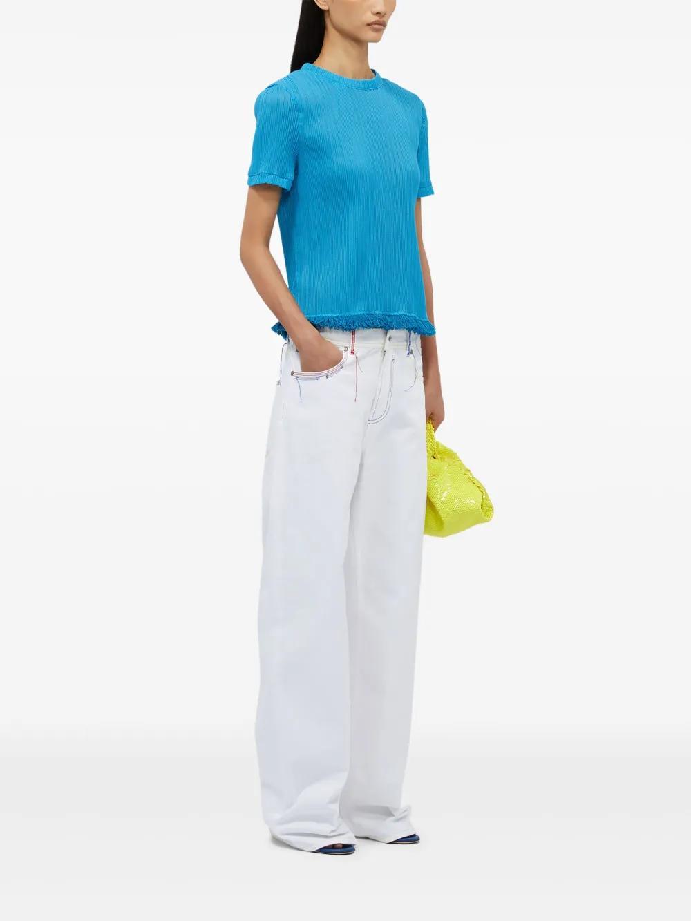 MSGM Ribbed T-shirt In Blue Product Image