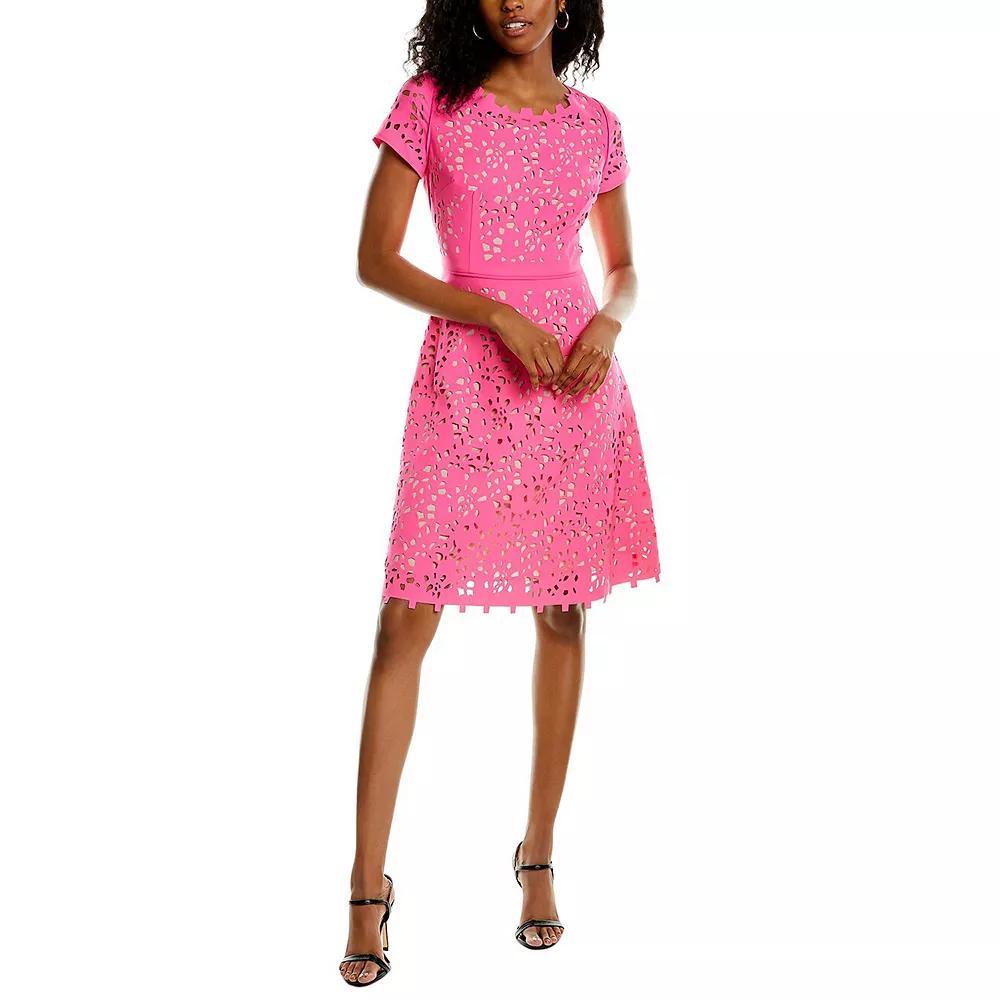 Women's Focus By Shani Cutout Fit & Flare Dress, Size: 2, Navy Beige Product Image