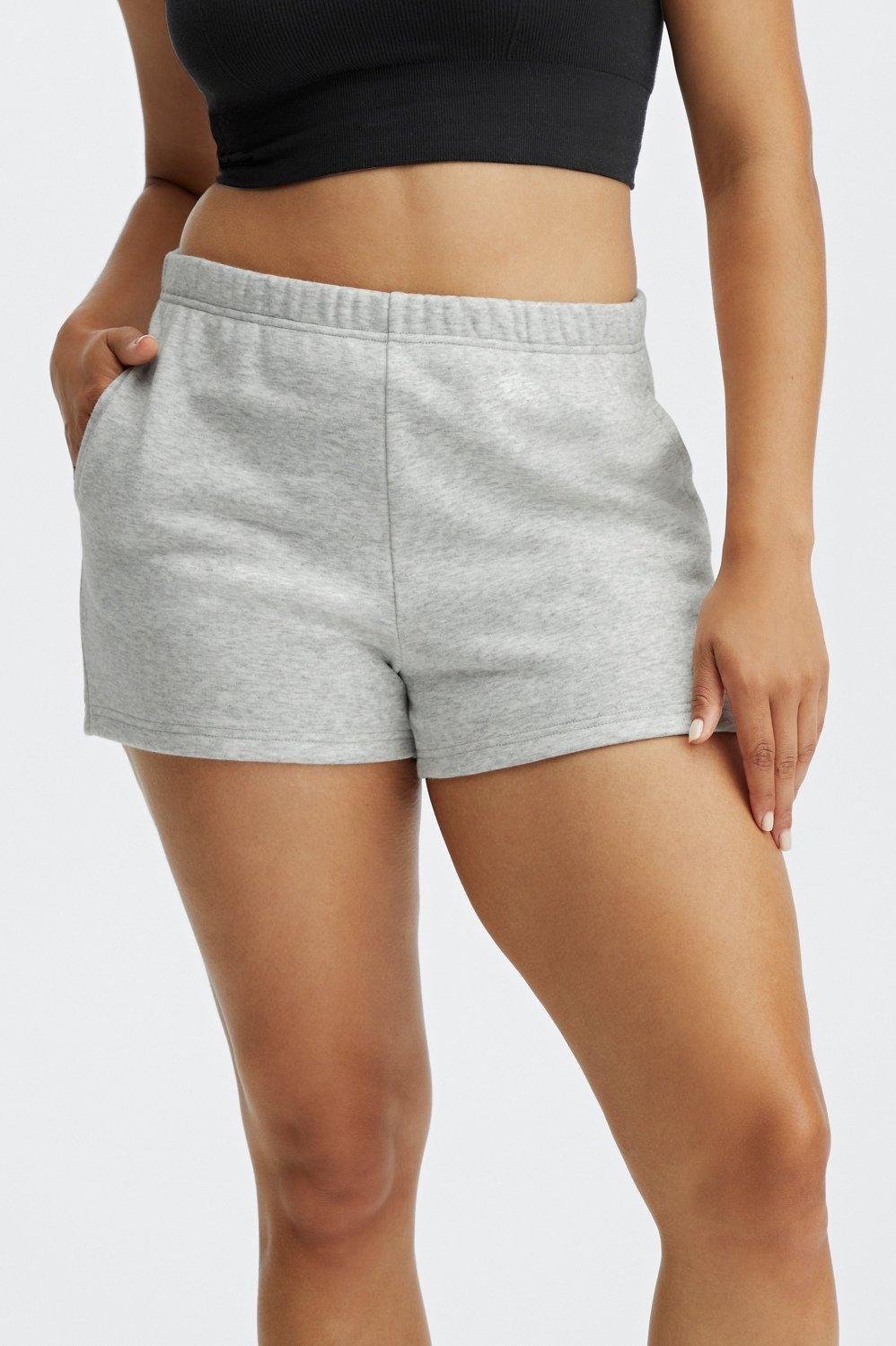 Fabletics Go-To High-Waisted Slim Sweatshort Womens Light Grey Heather plus Size 4X Product Image