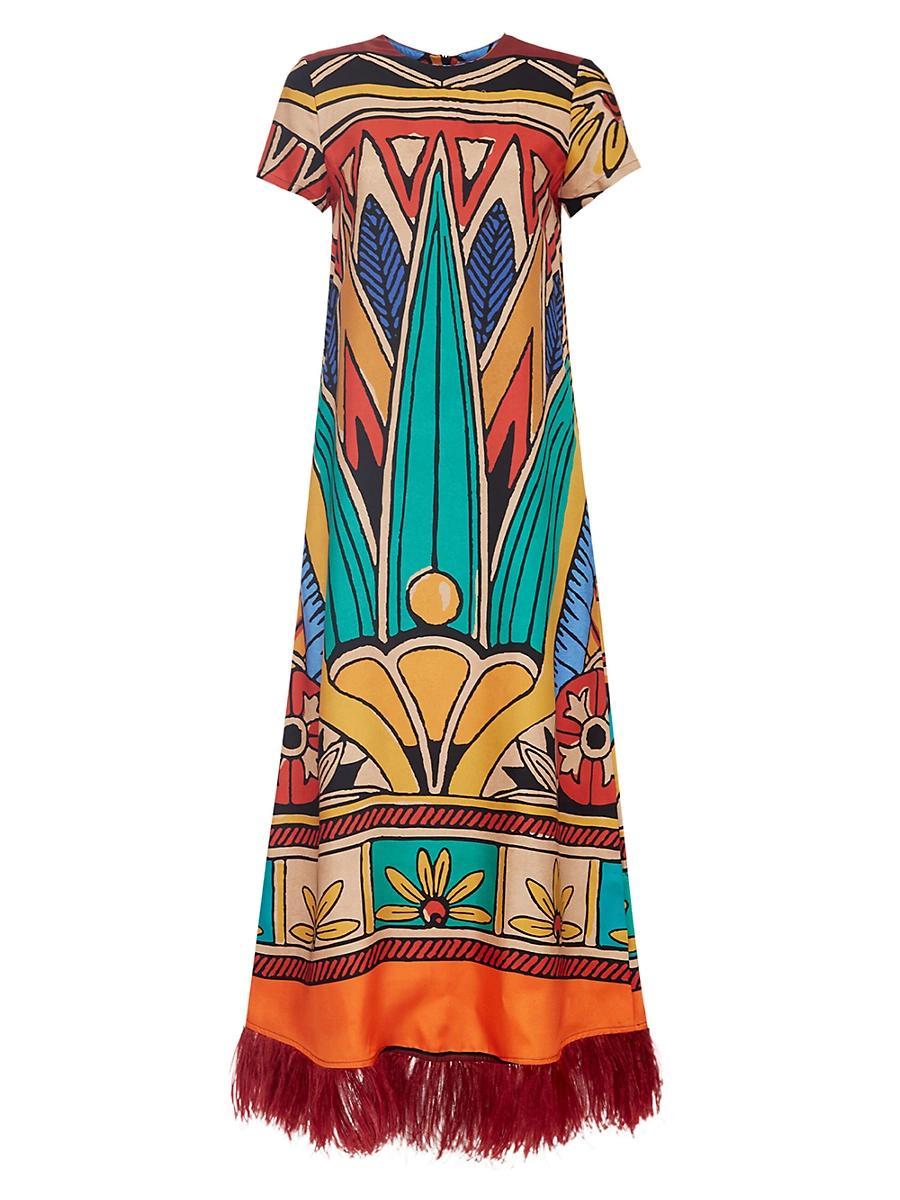 Womens Swing Dress with Feathers Product Image