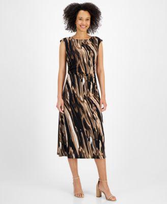 Connected Womens Printed Midi Dress Product Image