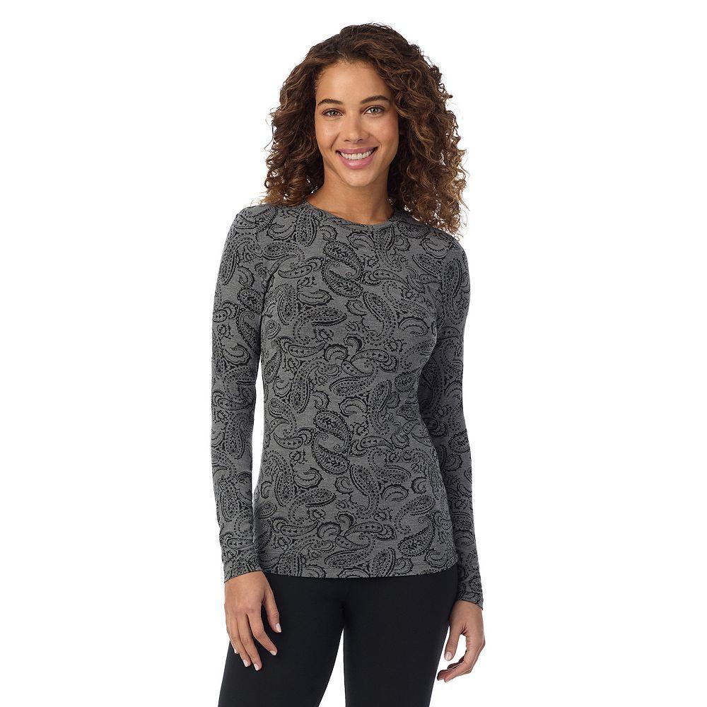Women's Cuddl Duds® Softwear with Stretch Long Sleeve Top, Size: Medium, Ivory Houndsto Product Image
