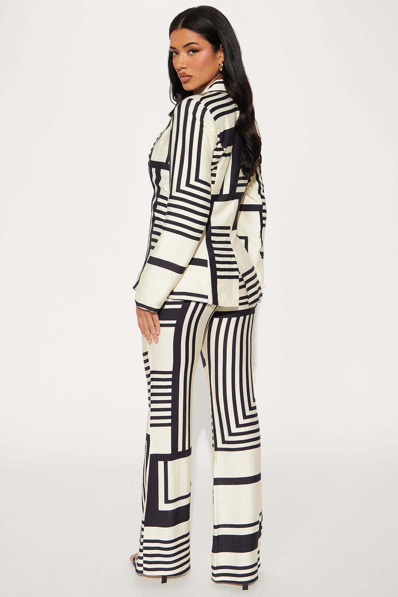 Lena Blazer Pant Set - Black/combo Product Image
