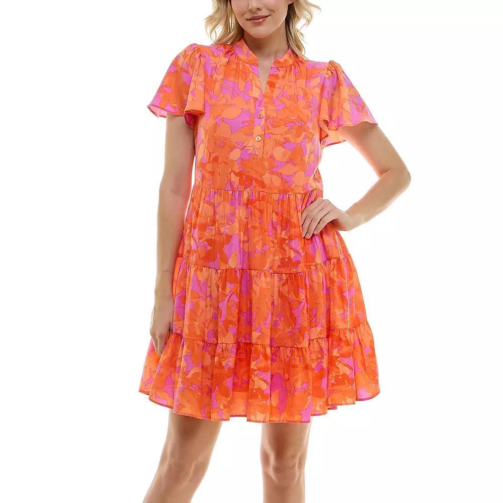 Womens Taylor Dress Printed Madeline Crepe Mini Dress Phlox Orange Product Image