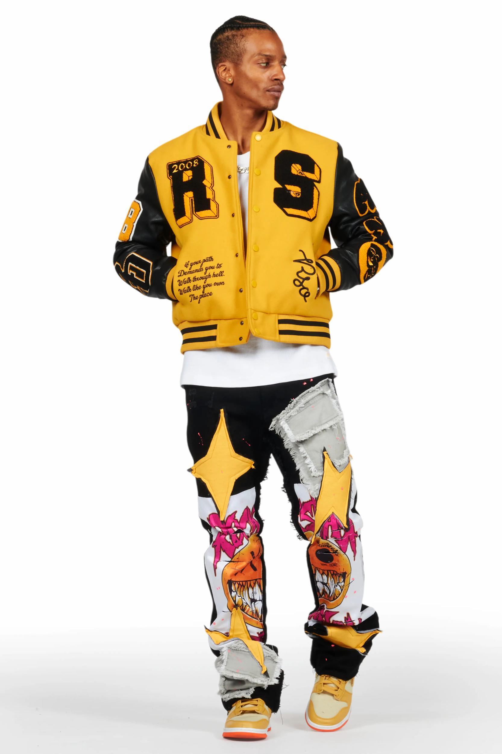 Leslaw Yellow/Black Varsity Jacket Male Product Image