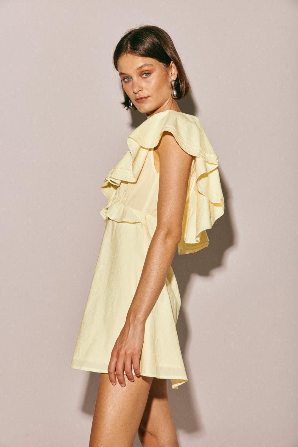 Party Nights Frill Mini Dress Lemon Product Image