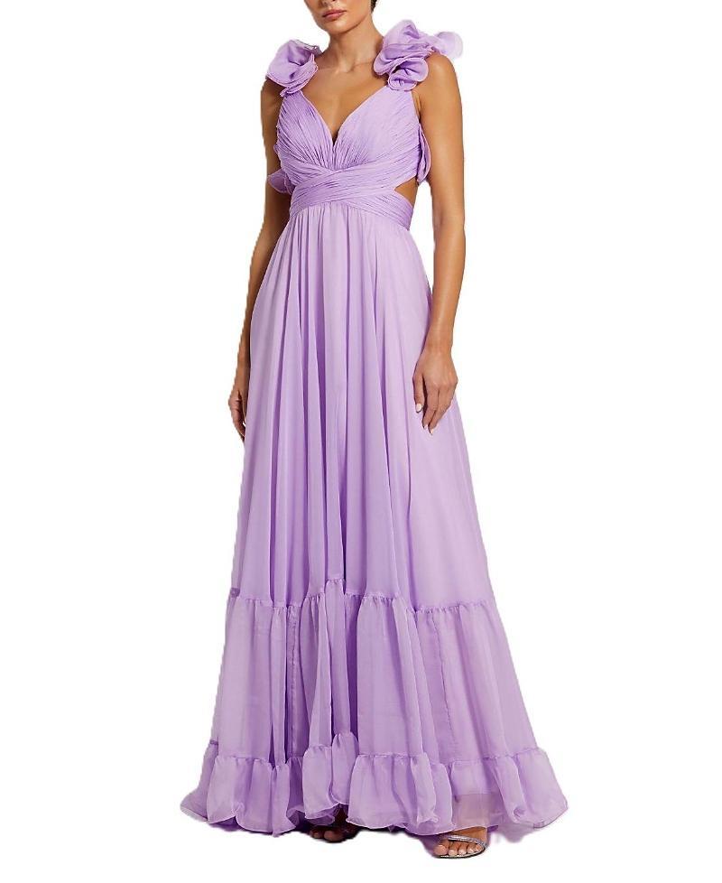 Mac Duggal Ruffle Tiered Cut-Out Chiffon Gown Product Image
