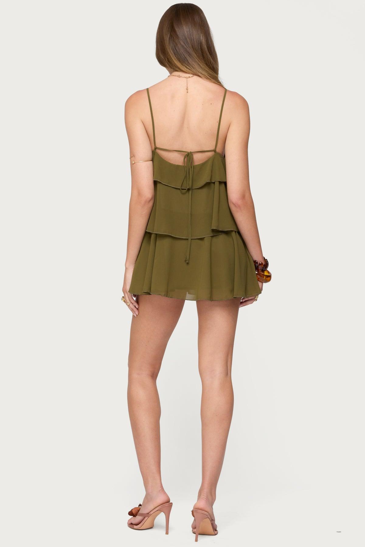Gwynne Chiffon Ruffled Mini Dress Product Image