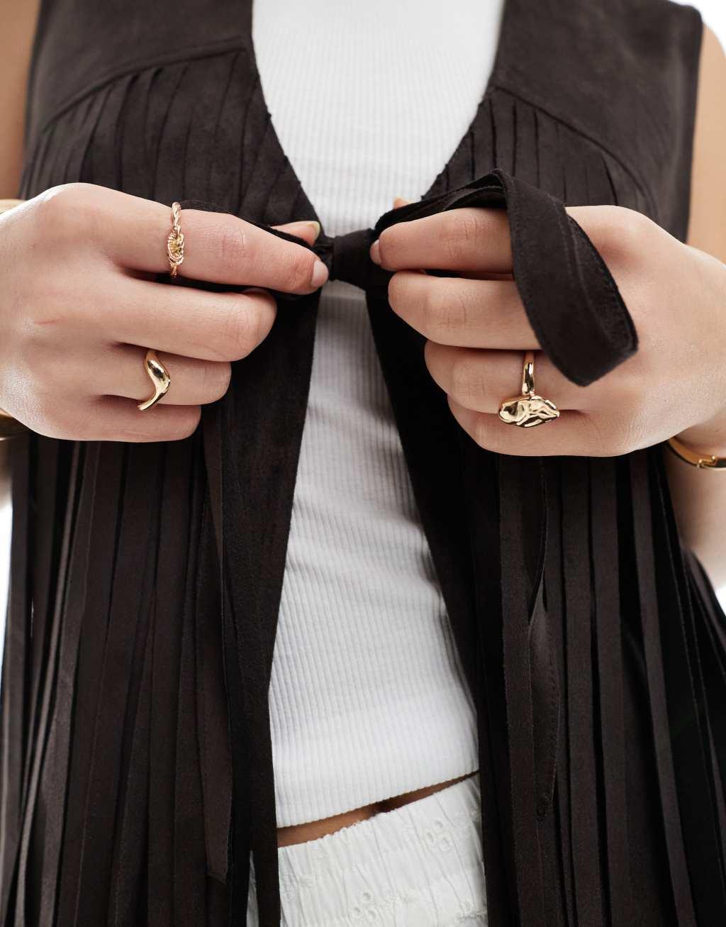 ASOS DESIGN fringe vest in faux suede Product Image