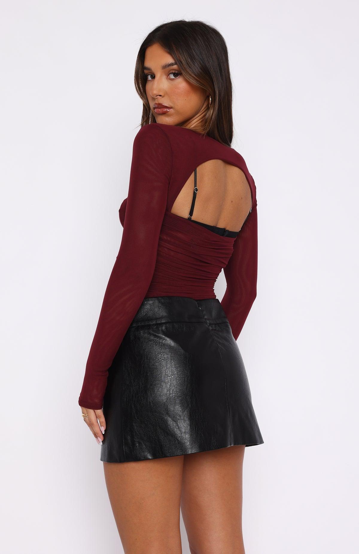 Our Days Long Sleeve Bustier Burgundy Product Image