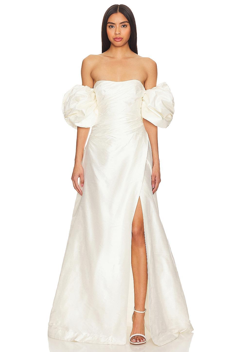 La Lune Cirrus Silk Draped Corset Split Maxi Dress Shona Joy Product Image